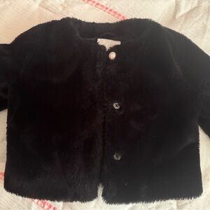 Janie and Jack Black Faux Fur Jacket